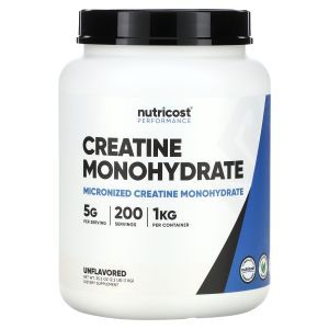 Креатин моногидрат, Creapure Creatine Monohydrate, Nutricost, без вкуса, 5 г, 1 кг