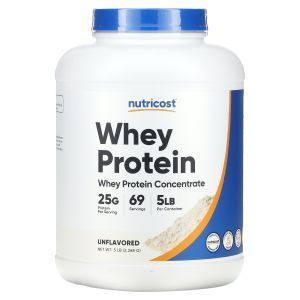 Сывороточный протеин, Whey Protein Concentrate, Nutricost, без вкуса, 2.268 кг