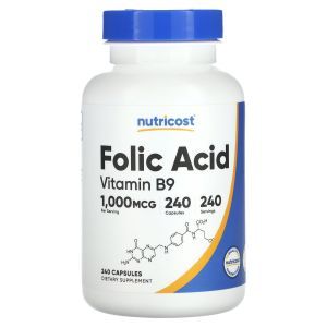 Фолиевая кислота (витамин В9), Folic Acid, Nutricost, 1000 мкг, 240 капсул