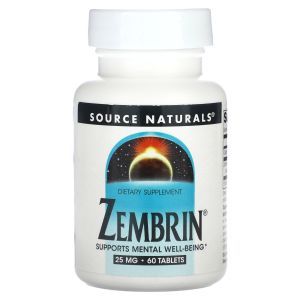 Поддержка психического благополучия, Zembrin, Source Naturals, 25 мг, 60 таблеток
