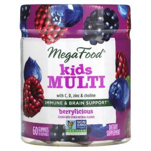 Мультивитамины для детей, Kids Multi, MegaFood, вкус ягод, 60 жевательных конфет
