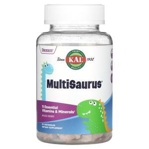 Мультивитамины и минералы для детей, MultiSaurus, KAL, вкус ягод, 60 жевательных таблеток
