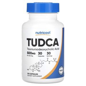 Таурурсодезоксихолевая кислота, TUDCA, Nutricost, 500 мг, 30 капсул
