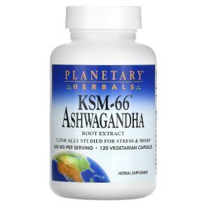 Ашваганда, KSM-66 Ashwagandha, Planetary Herbals, 600 мг, 120 вегетарианских капсул