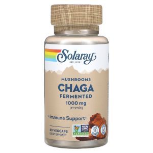 Гриб Чага ферментированный, Chaga, Solaray, органик, 500 мг, 60 вегетарианских капсул