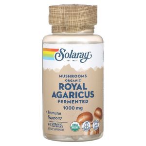Королевский агарикус, Royal Agaricus, Solaray, органик, 500 мг, 60 вегетарианских капсул