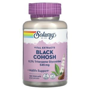 Клопогон (Цимицифуга), Vital Extracts, Black Cohosh, Solaray, 545 мг, 120 растительных капсул