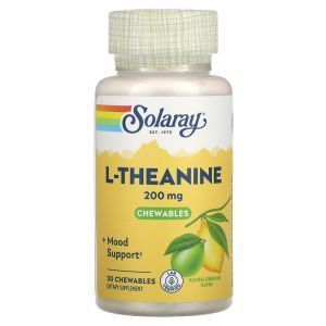 L-теанин, L-Theanine, Solaray, 200 мг, 30 жевательных таблеток