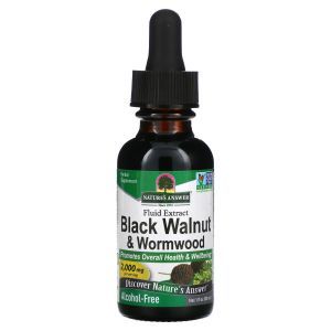 Черный орех и полынь, Black Walnut & Wormwood, Nature's Answer, жидкий экстракт, без спирта, 2000 мг, 30 мл
