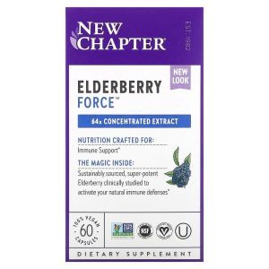 Черная бузина, Elderberry Force, New Chapter, 60 веганских капсул
