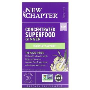 Имбирь, Concentrated Superfood Ginger, New Chapter, концентрированный, 30 вегетарианских капсул
