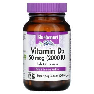 Витамин D3, Vitamin D3, Bluebonnet Nutrition, 50 мкг (2000 МЕ), 90 гелевых капсул