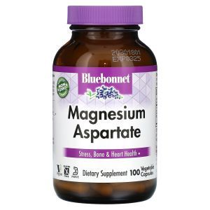 Магний аспарат, Magnesium Aspartate, Bluebonnet Nutrition, 100 вегетарианских капсул
