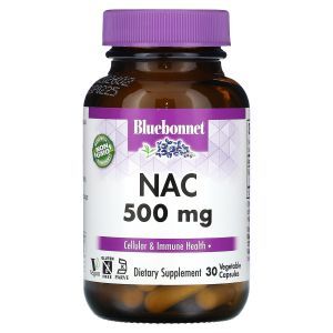 N-ацетил-L-цистеин, NAC, Bluebonnet Nutrition, 500 мг, 30 вегетарианских капсул 