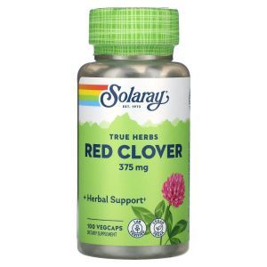 Красный клевер, Red Clover, True Herbs, Solaray, 375 мг, 100 растительных капсул
