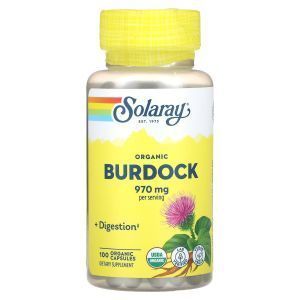 Лопух, Organically Grown Burdock, Solaray, 485 мг, 100 капсул