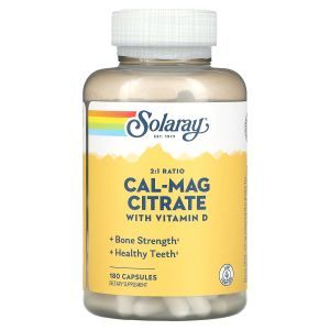 Кальций и магний + витамин Д, Cal-Mag Citrate, Solaray, 180 капсул