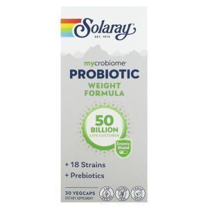 Пробиотики, Mycrobiome Probiotic Weight Formula, Solaray, 30 капсул