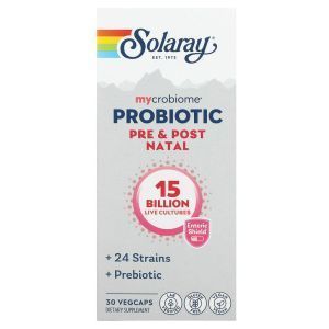 Пробиотики для женщин, Mycrobiome Probiotic, Pre & Post Natal, Solaray, до и после родов, 15 млрд, 30 растительных капсул