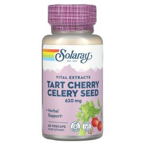 Экстракт вишни и семян сельдерея, Tart Cherry Celery Seed, Solaray, 620 мг, 60 вегетарианских капсул