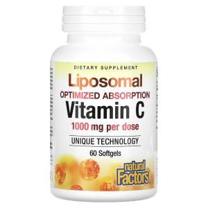 Витамин C, Liposomal Vitamin C, Natural Factors, липосомальный, 500 мг, 60 гелевых капсул