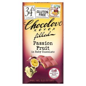 Рубиновый шоколад, Filled Passion Fruit in Ruby Chocolate, Chocolove, с маракуей, 34% какао, 90 г