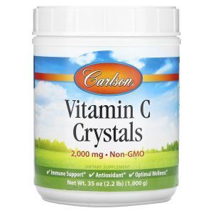 н С в кристаллах, Vitamin C, Carlson Labs, 1000 г