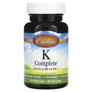 Витамин К, K-Complete, Carlson, 90 гелевых капсул
