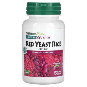 Красный дрожжевой рис, Red Yeast Rice, Herbal Actives, NaturesPlus, 600 мг, 60 веганских капсул