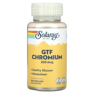 Хром, GTF Chromium, Solaray, 200 мкг, 100 вегетарианских капсул