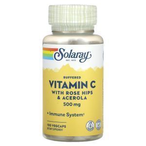 Витамин С, Buffered Vitamin C, Solaray, буферизованный, 500 мг, 100 вегетарианских капсул

