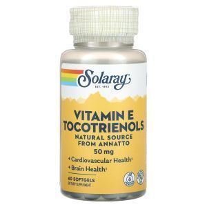 Витамин Е, Vitamin E, Solaray, токотриенолы, 50 мг, 60 гелевых капсул

