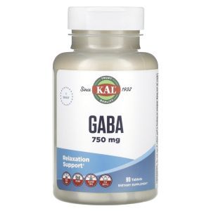 ГАМК (гамма-аминомасляная кислота), GABA, KAL, 750 мг, 90 таблеток (Default)