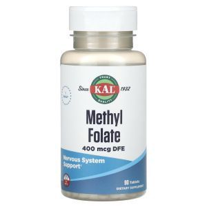 Метилфолат, Methyl Folate, KAL, 400 мкг, 90 таблеток
