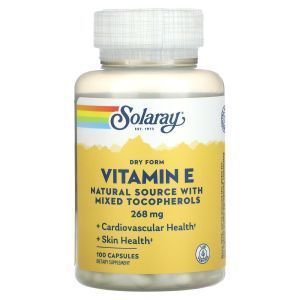 Витамин Е, Vitamin E, Solaray, сухой, 268 мг, 100 капсул