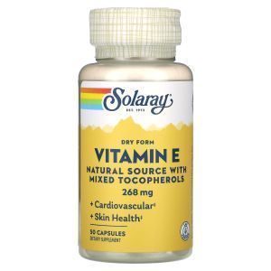 Витамин Е, Vitamin E, Solaray, сухой, 268 мг, 50 капсул