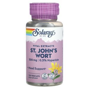 Экстракт зверобоя, St. John's Wort, Vital Extracts, Solaray, 300 мг, 120 вегетарианских капсул