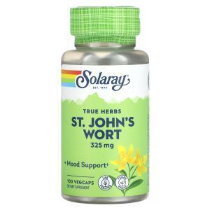 Зверобой, St. John's Wort, True Herbs, Solaray, 325 мг, 100 вегетарианских капсул
