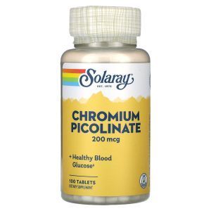 Хром пиколинат, Chromium Picolinate, Solaray, 200 мкг, 100 таблеток