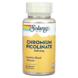 Хром пиколинат, Chromium Picolinate, Solaray, 500 мкг, 60 таблеток