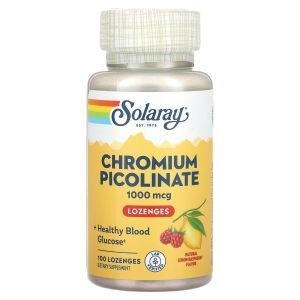 Хром пиколинат, Chromium Picolinate, Solaray, лимон и малина, 1000 мкг, 100 леденцов