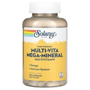 Мультивитамины и мультиминералы, Multi-Vita Mega-Mineral, Solaray, высокая потенция, 100 капсул