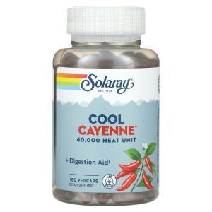 Кайенский перец, Cool Cayenne, Solaray, 180 вегетарианских капсул
