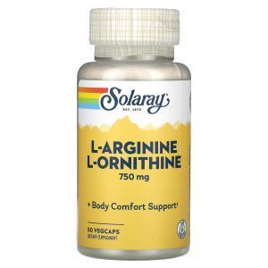 L-аргинин L-орнитин, L-Arginine L-Ornithine, Solaray, 750 мг, 50 вегетарианских капсул