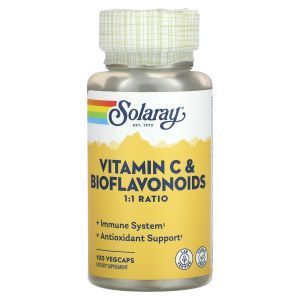 Витамин С и биофлавоноиды, Vitamin C & Bioflavonoids, Solaray, 1:1, 100 вегетарианских капсул

