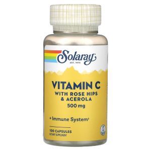Витамин С с шиповником и ацеролой, Vitamin C, Solaray, 500 мг, 100 капсул 
