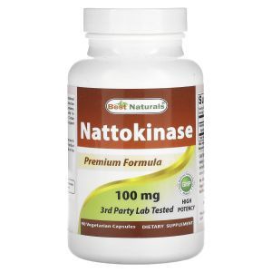 Наттокиназа, Nattokinase, Best Naturals, 100 мг, 90 вегетарианских капсул
