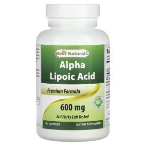 Альфа-липоевая кислота, Alpha Lipoic Acid, Best Naturals, 600 мг, 120 капсул

