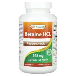 Бетаина гидрохлорид, Betaine HCL, Best Naturals, 648 мг, 250 капсул
