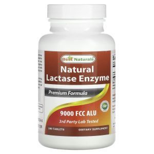 Фермент лактаза, Lactase Enzyme, Best Naturals, натуральный, 9 000 FCC ALU, 180 таблеток
